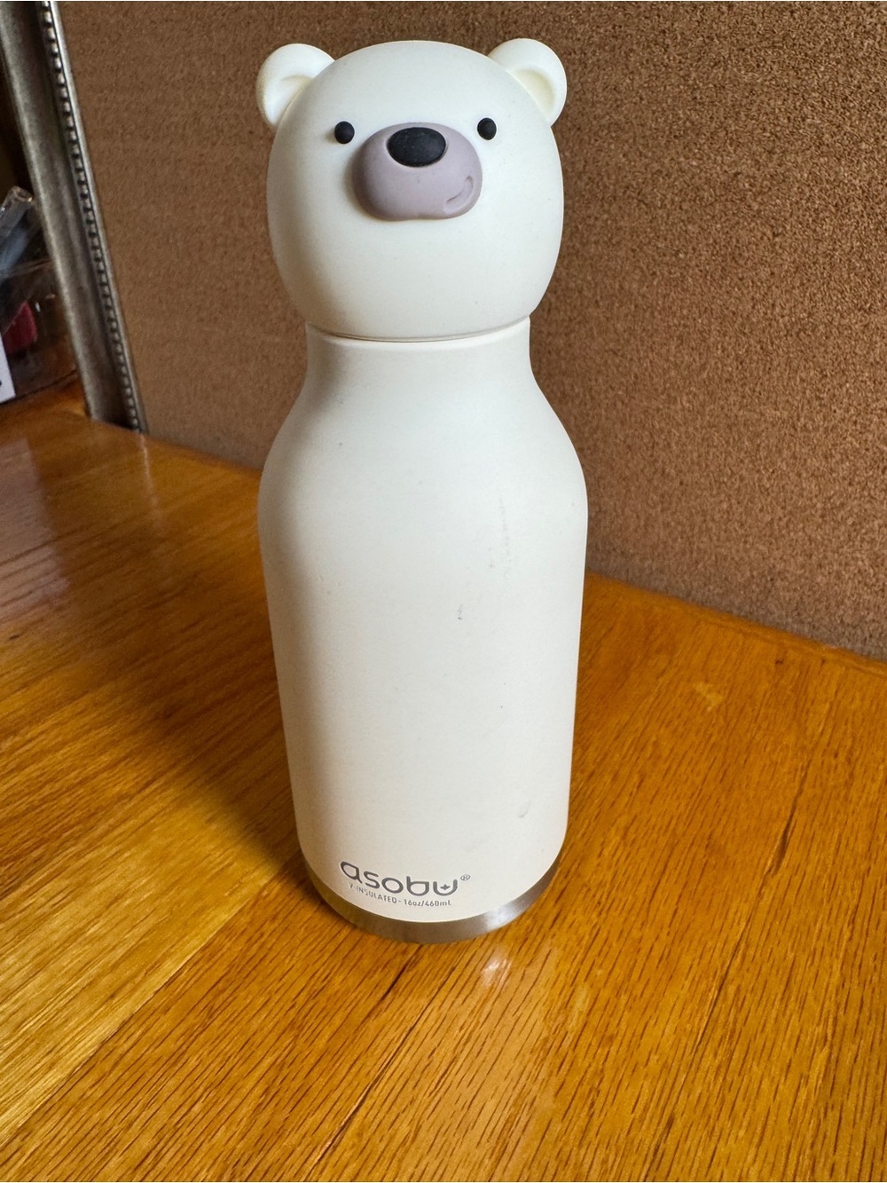 ASOBU Bestie Polar Bear Insulated Stainless Steel Water Bottle 16oz White